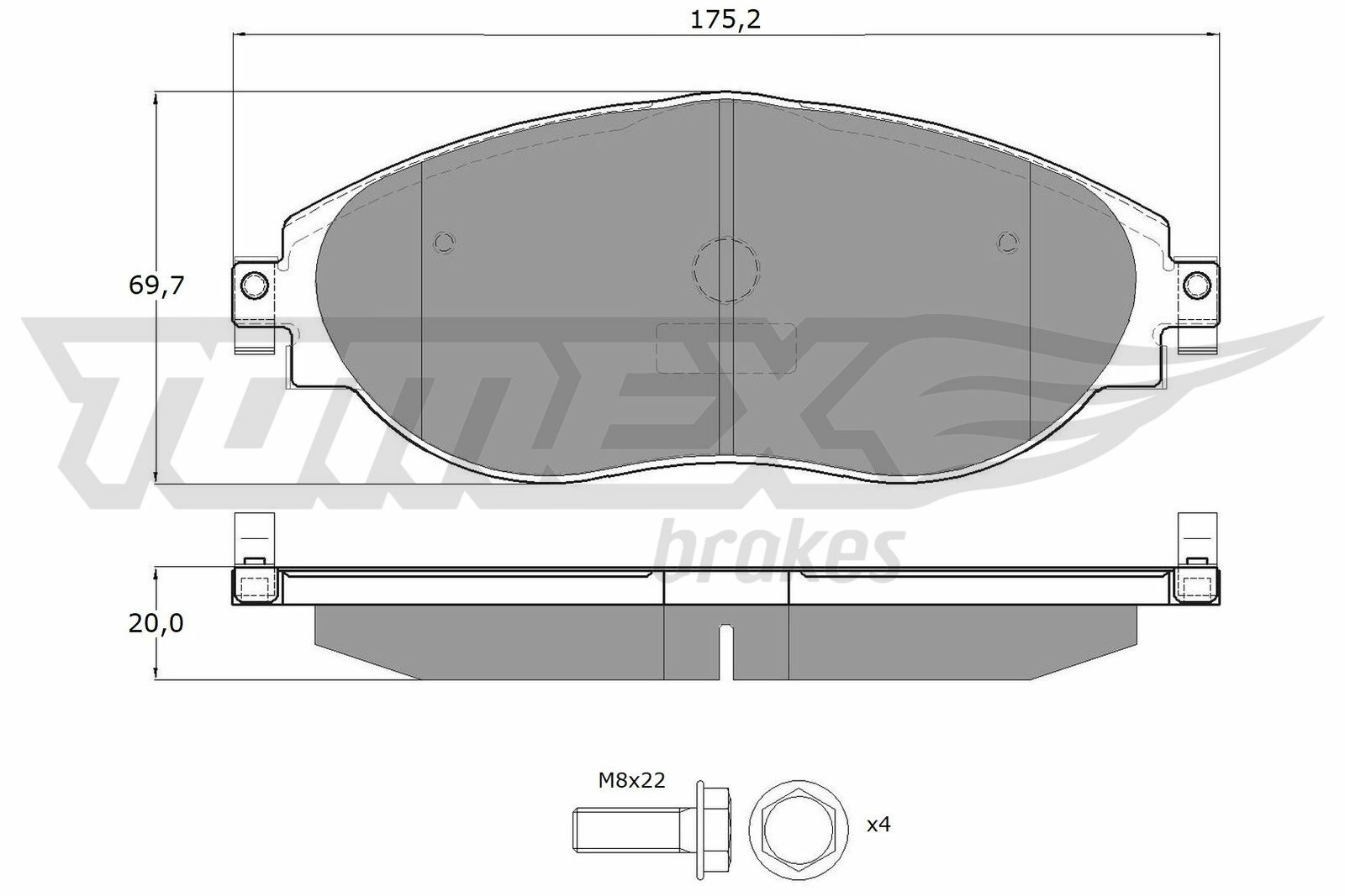 Sada brzdových destiček, kotoučová brzda TOMEX Brakes